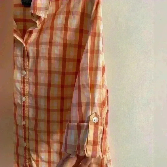 Pendleton button front shirt plaid 3/4 sleeves 100% cotton XL - Picture 2 of 6